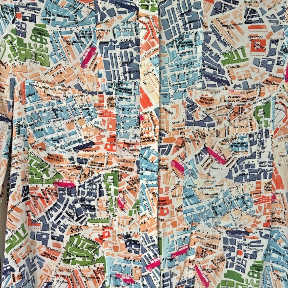 MAEVE Anthropologie Cartography London‎ Map Print Blouse Size 2 Shirt Top - Picture 4 of 16